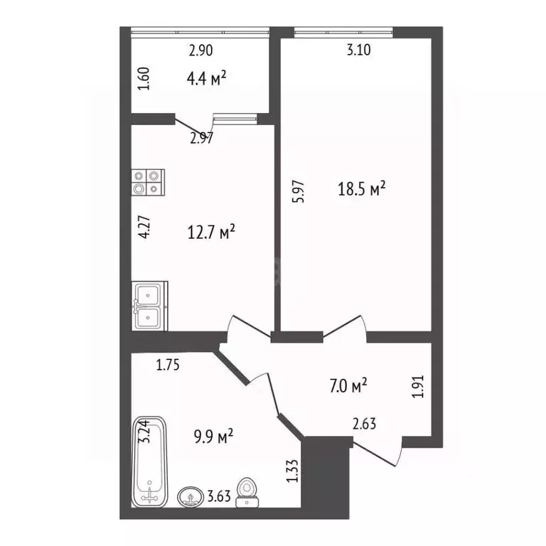 1-к кв. Крым, Ялта ул. Крупской, 52 (52.0 м) - Фото 1
