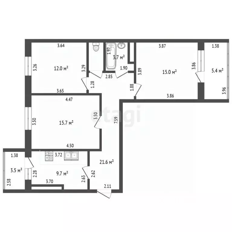 3-к кв. Башкортостан, Стерлитамак ул. Артема, 70 (71.0 м) - Фото 2