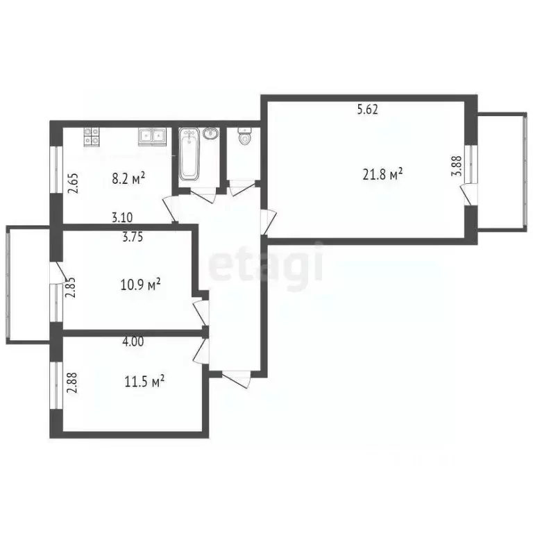 3-к кв. Москва Фестивальная ул., 7 (65.0 м) - Фото 1