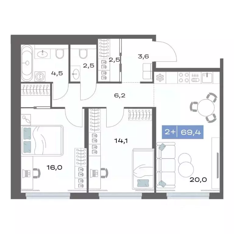 1-к кв. Свердловская область, Екатеринбург ул. Академика Парина, 11с1 ... - Фото 1