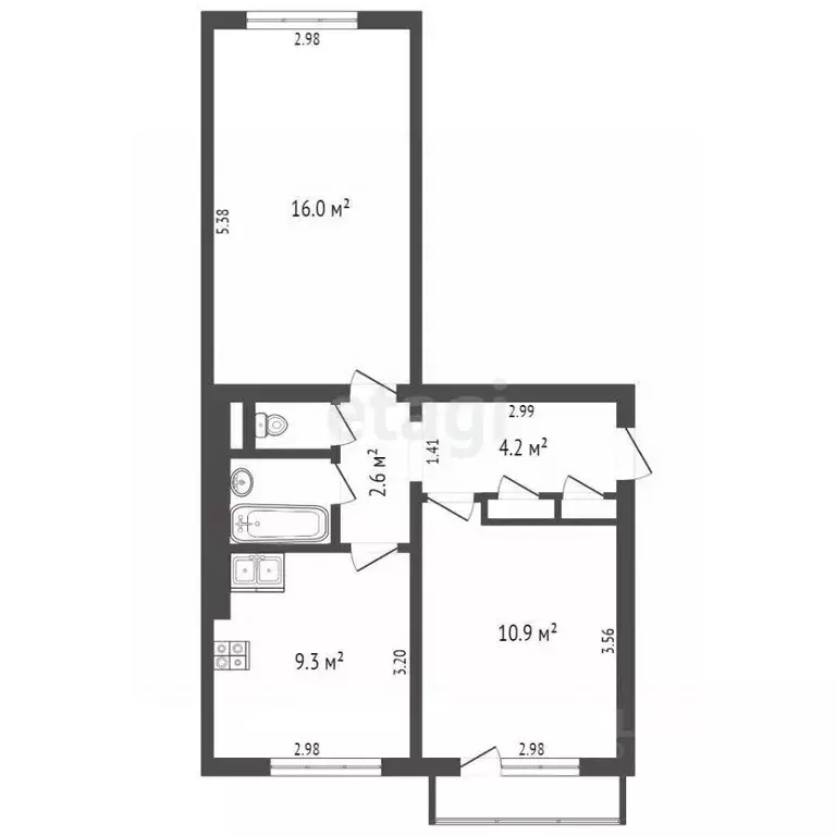 2-к кв. Владимирская область, Ковров Ковров-8 мкр, 16 (46.8 м) - Фото 1