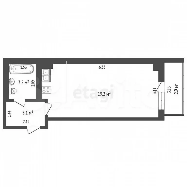 Квартира-студия, 25,5 м, 7/16 эт. - Фото 0