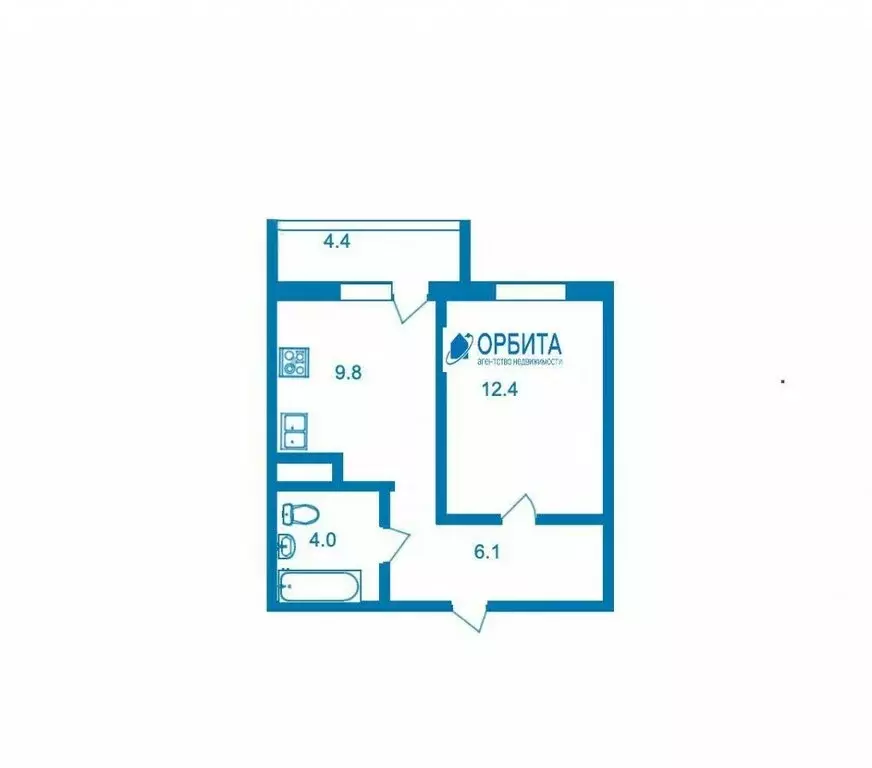 1-комнатная квартира: Тюмень, улица Парада Победы, 7 (33 м) - Фото 1
