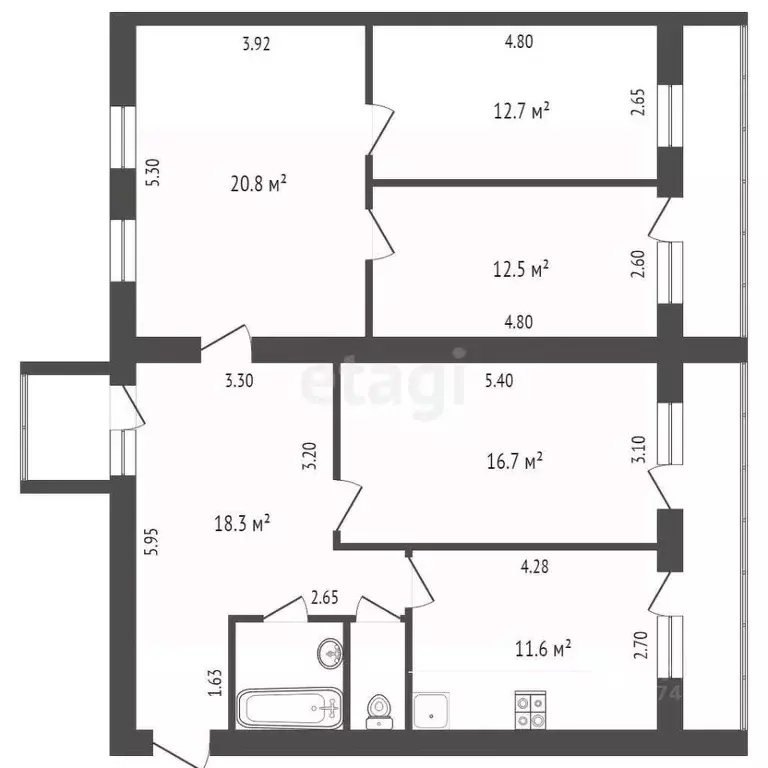 4-к кв. Орловская область, Орел ГСК Планер тер., 133 (96.4 м) - Фото 2