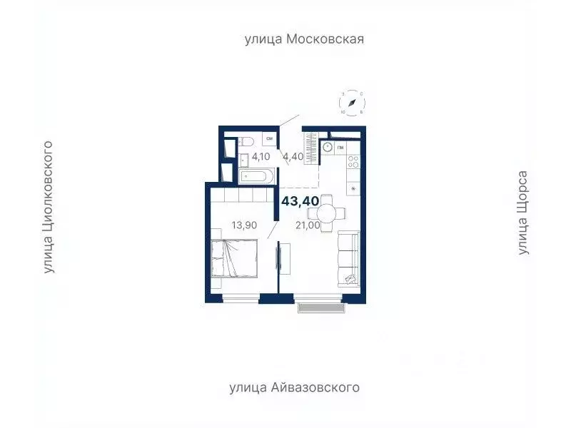 1-к кв. Свердловская область, Екатеринбург ул. Московская, 249/2 (43.4 ... - Фото 0