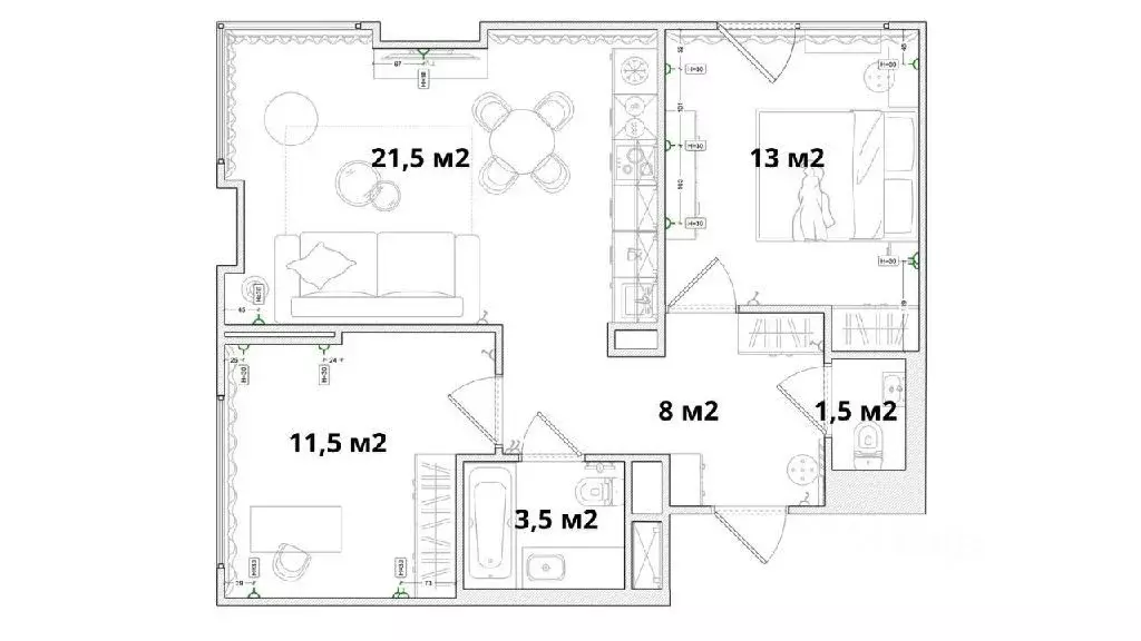 2-к кв. Москва Очаковское ш., 5к5 (58.7 м) - Фото 1