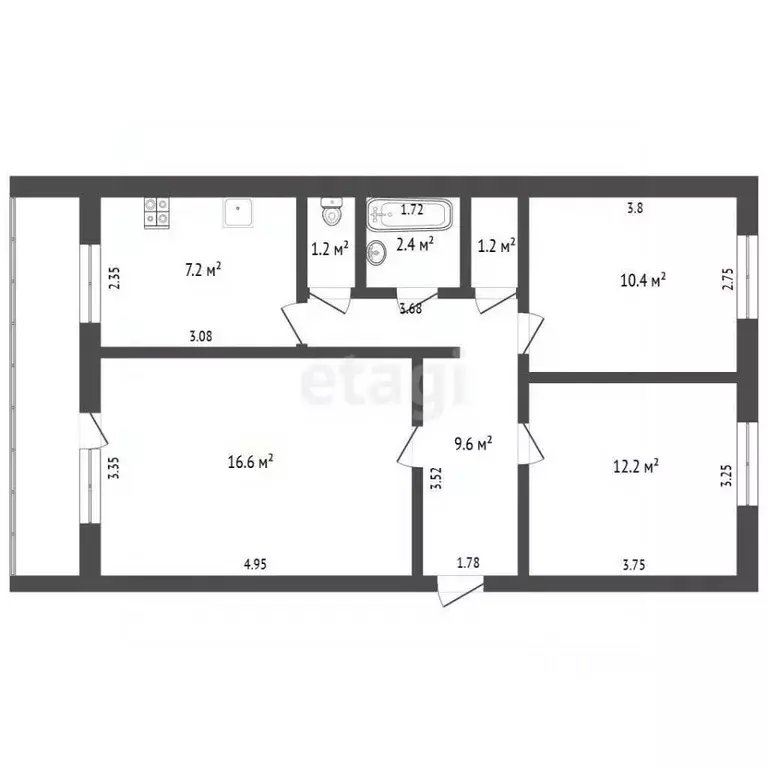3-к кв. Мордовия, Саранск Мордовская ул., 35к201 (64.0 м) - Фото 2