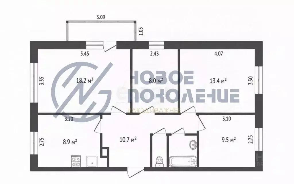 4-к кв. Омская область, Омск Входной мкр, 36 (72.6 м) - Фото 1