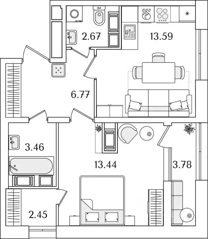 1-к кв. Санкт-Петербург Полюстрово тер.,  (44.27 м) - Фото 0