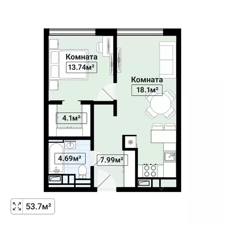 2-к кв. Москва просп. Генерала Дорохова, 49 (55.1 м) - Фото 2
