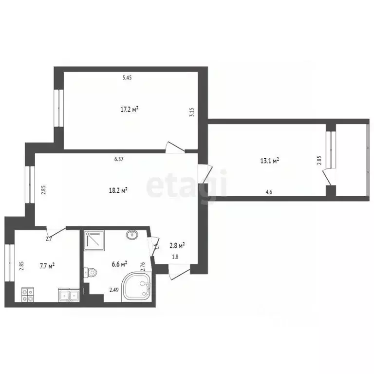 3-к кв. Ямало-Ненецкий АО, Новый Уренгой Дружба мкр, 1/5 (65.6 м) - Фото 2