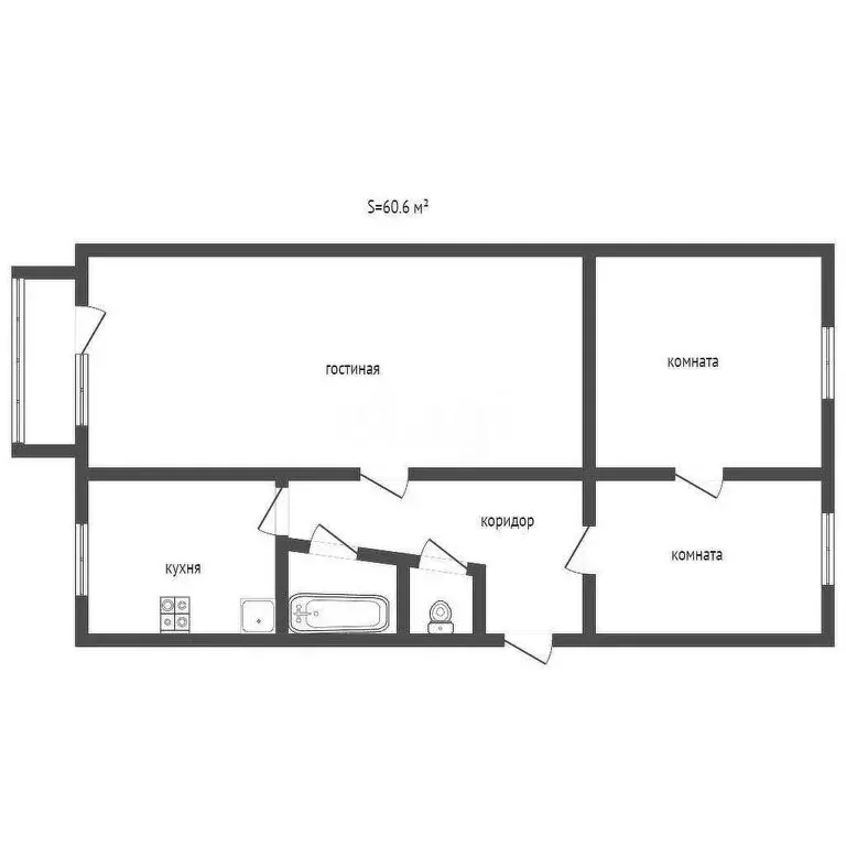 3-комнатная квартира: Сатка, Пролетарская улица, 57 (51.4 м) - Фото 0