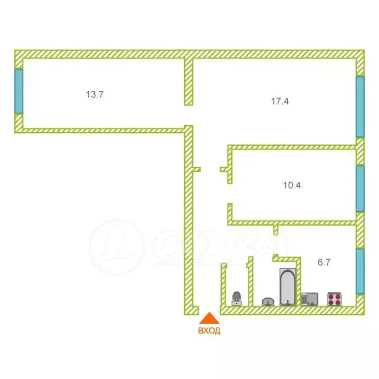 3-комнатная квартира: микрорайон Мелиораторов, улица 70 лет Октября, ... - Фото 2