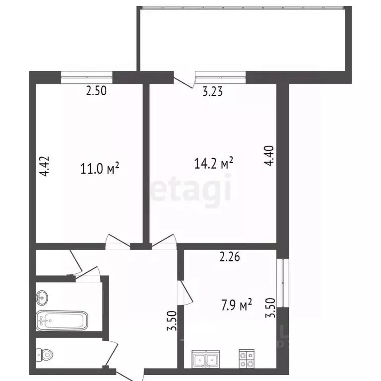 2-к кв. Владимирская область, Муром Вокзальная ул., 6 (44.6 м) - Фото 1