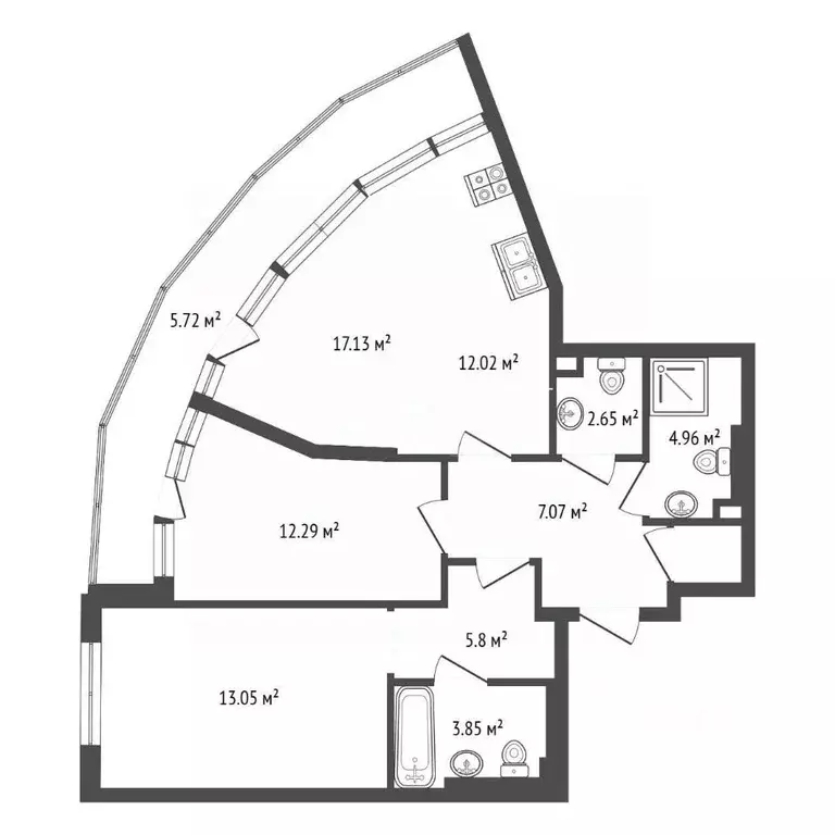 3-к кв. Москва Ленинградское ш., 69к2 (72.8 м) - Фото 2