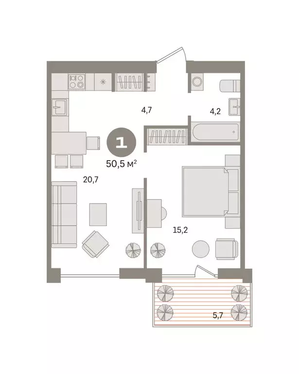 1-комнатная квартира: Новосибирский район, рабочий посёлок Краснообск, ... - Фото 2