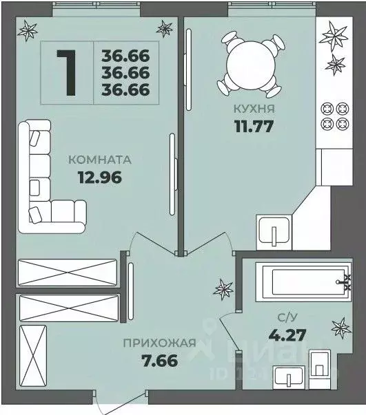 1-к кв. Калининградская область, Калининград ул. Генерала Толстикова, ... - Фото 1