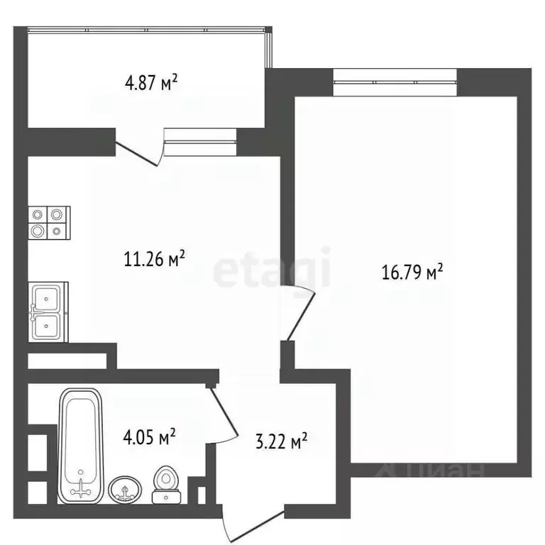 1-к кв. Оренбургская область, Оренбург ул. Гаранькина, 22 (38.72 м) - Фото 2