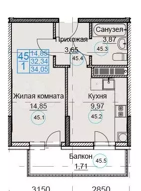 1-к. квартира, 38 м, 3/8 эт. - Фото 0