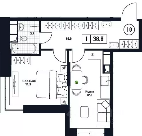 1-к кв. Московская область, Пушкино Пушкино Град жилой комплекс, к3 ... - Фото 1