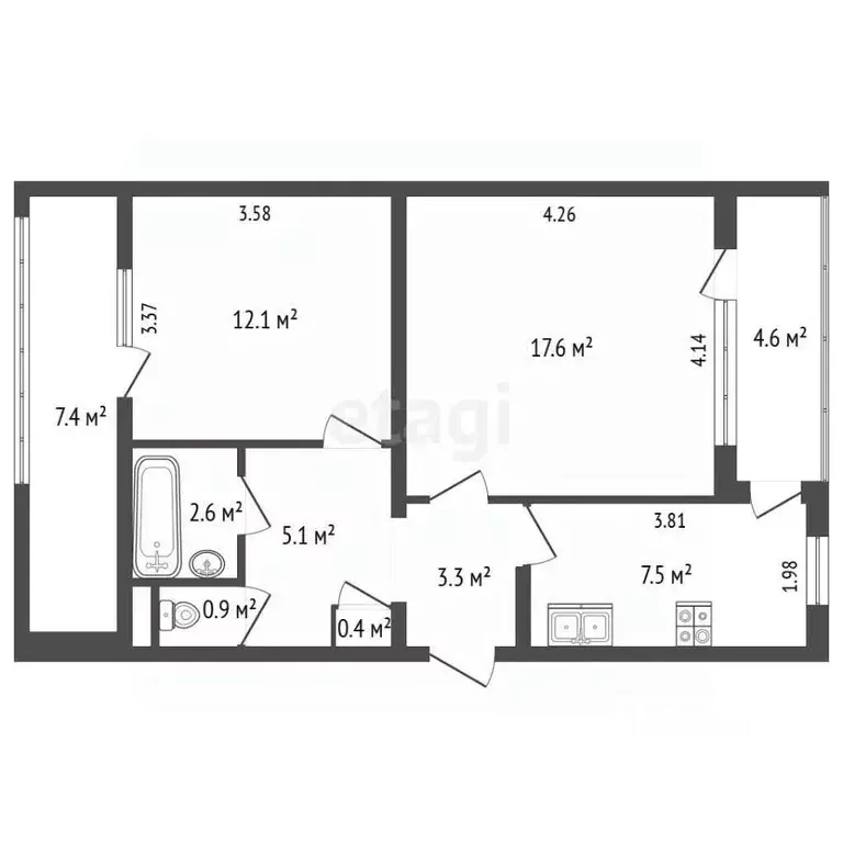 2-к кв. Севастополь ул. Колобова, 15 (49.5 м) - Фото 2