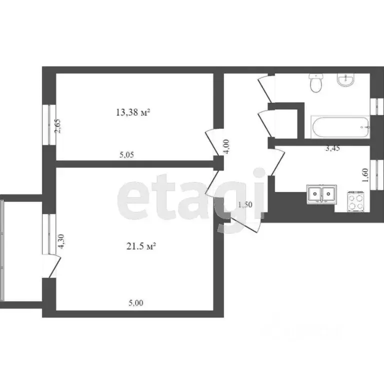 2-к кв. Тамбовская область, Тамбов Интернациональная ул., 54 (48.0 м) - Фото 1