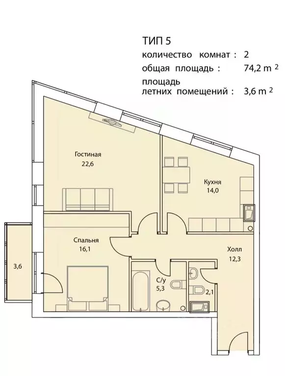 2-к кв. Москва Шелепихинская наб., 34к2 (74.0 м) - Фото 1