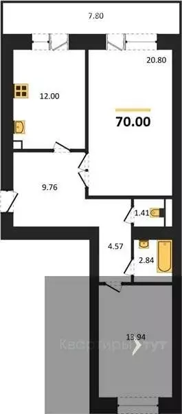 2-комнатная квартира: Воронеж, переулок Здоровья, 90Г/1к2 (70 м) - Фото 0