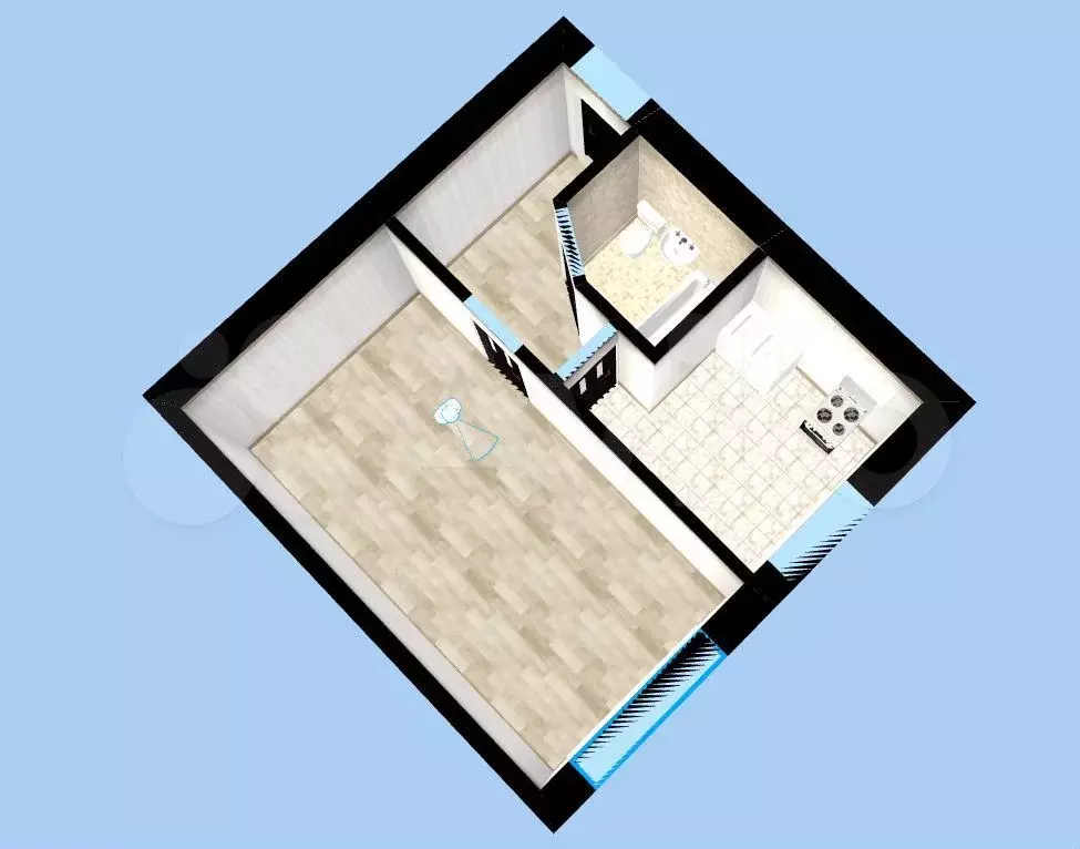 1-к. квартира, 30 м, 1/1 эт. - Фото 1