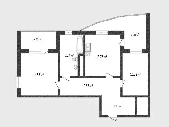 2-к кв. Тюменская область, Тюмень ул. Федюнинского, 64к2 (64.0 м) - Фото 1