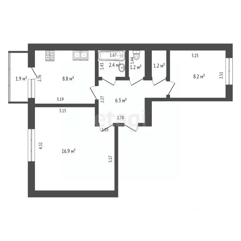 2-к кв. Самарская область, Самара ул. Василия Татищева, 5 (47.0 м) - Фото 2