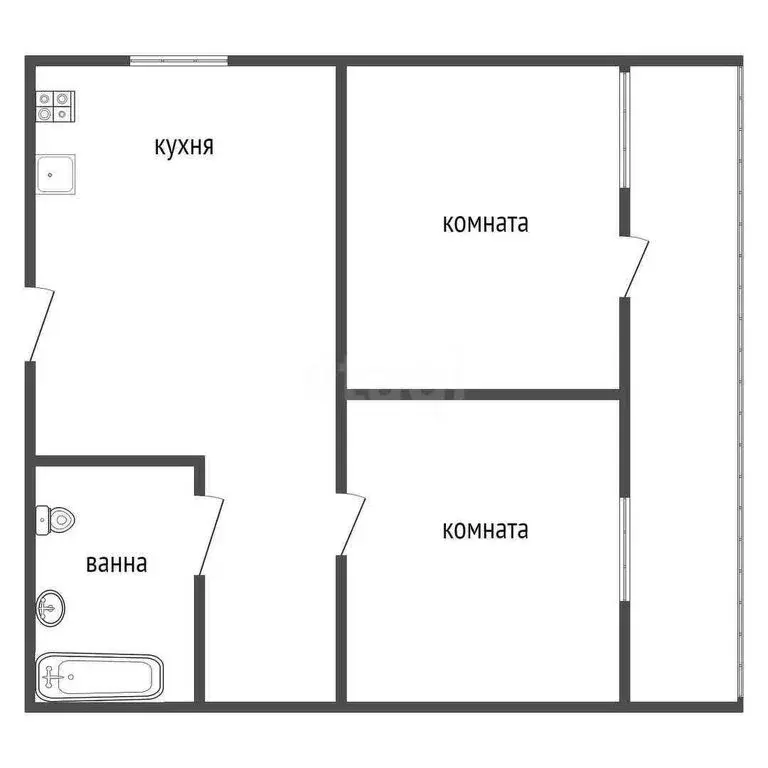 2-комнатная квартира: Тула, улица Волкова, 1к3 (42.8 м) - Фото 0