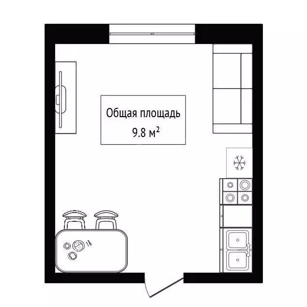1к в -комнатной квартире (9.8 м) - Фото 1