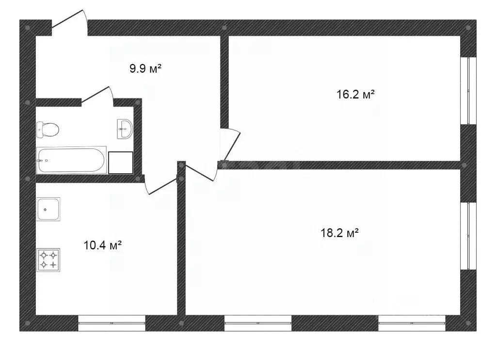 2-к кв. Костромская область, Кострома Индустриальная ул., 55а (48.6 м) - Фото 2