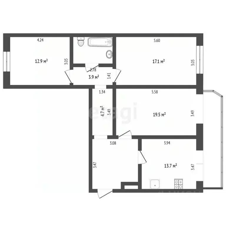 3-к кв. Тюменская область, Тюмень Восточный мкр, ул. Моторостроителей, ... - Фото 1