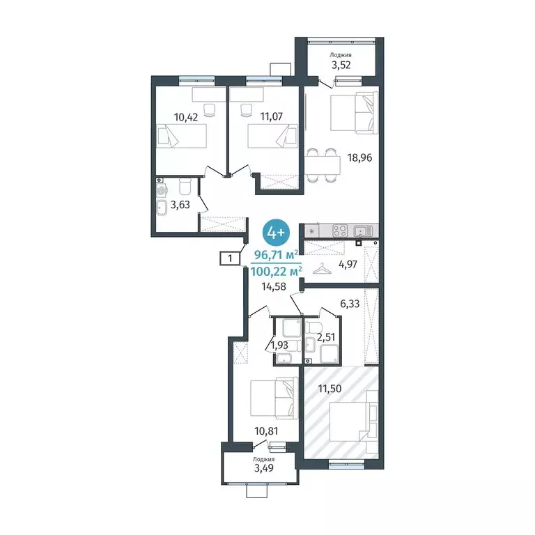 4-комнатная квартира: Дударева, улица Сергея Джанбровского, 27к1 ... - Фото 1