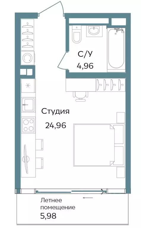 Студия Крым, Саки ул. Морская (35.9 м) - Фото 0