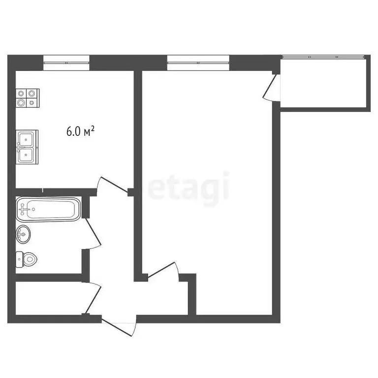 1-комнатная квартира: Рыбинск, улица Черкасова, 1 (31.8 м) - Фото 0