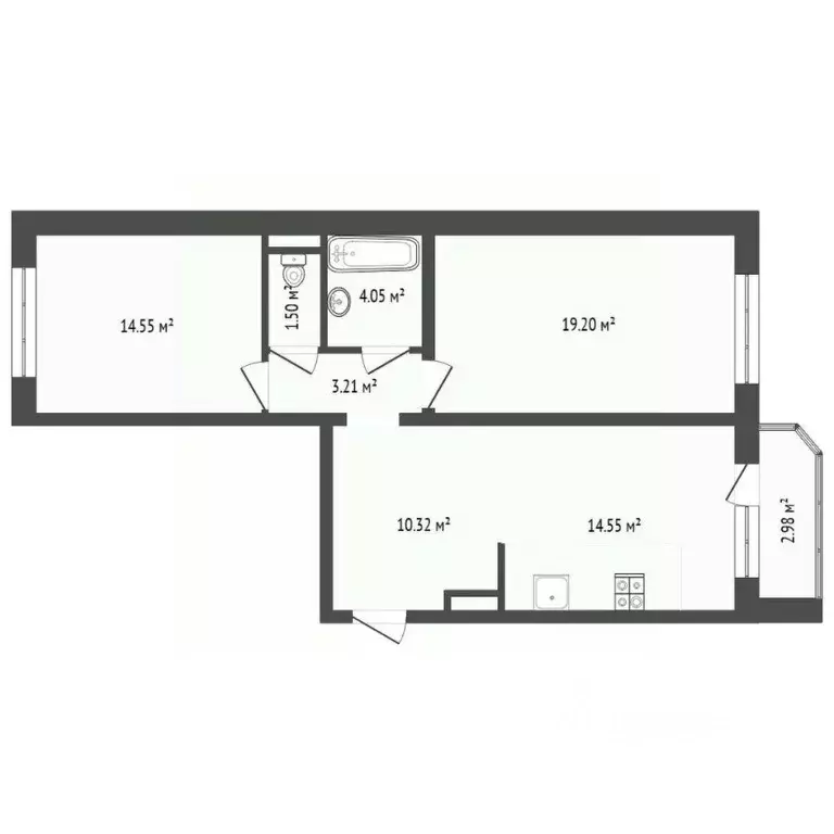 2-к кв. Тюменская область, Тюмень ул. Александра Митинского, 3 (67.4 ... - Фото 2