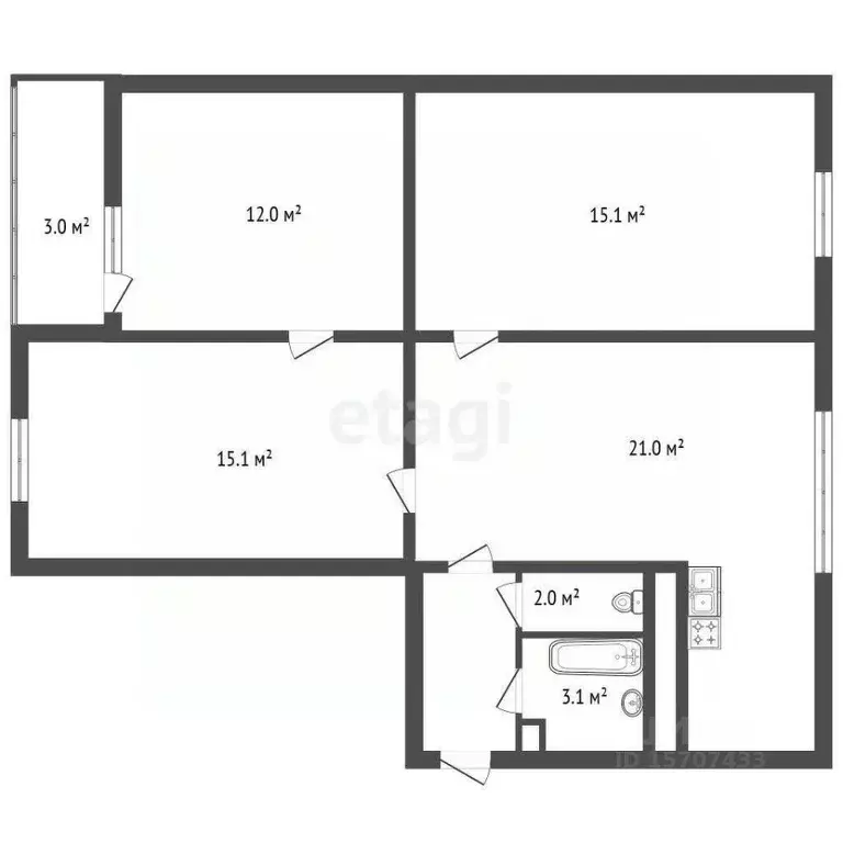 3-к кв. Санкт-Петербург Софийская ул., 51 (74.0 м) - Фото 2