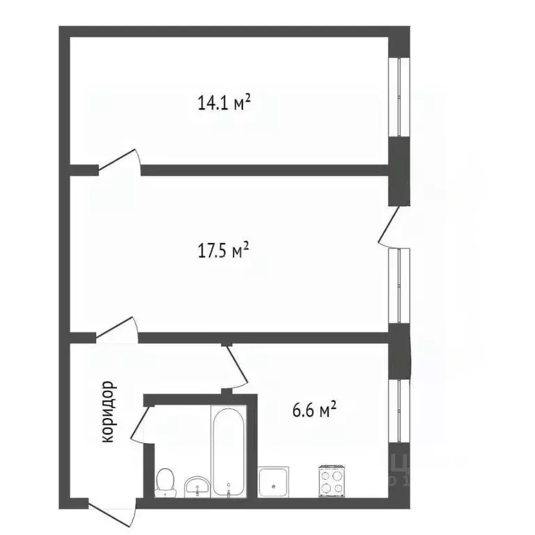 2-к кв. Омская область, Омск Нефтезаводская ул., 15 (42.0 м) - Фото 2