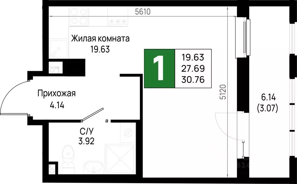 1-к кв. Ленинградская область, Всеволожский район, Свердловское ... - Фото 1
