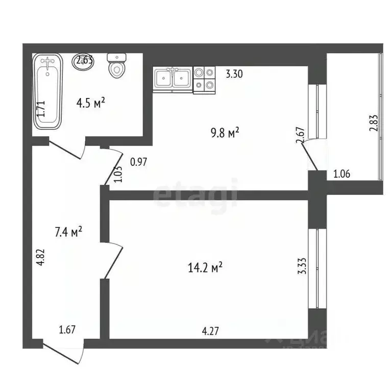 1-к кв. Вологодская область, пос. Майский ул. Северная, 32 (35.9 м) - Фото 2