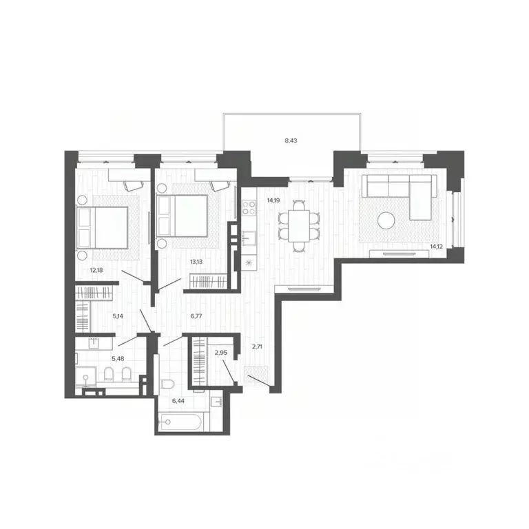 2-к кв. Алтайский край, Барнаул Жилплощадка мкр,  (91.54 м) - Фото 1