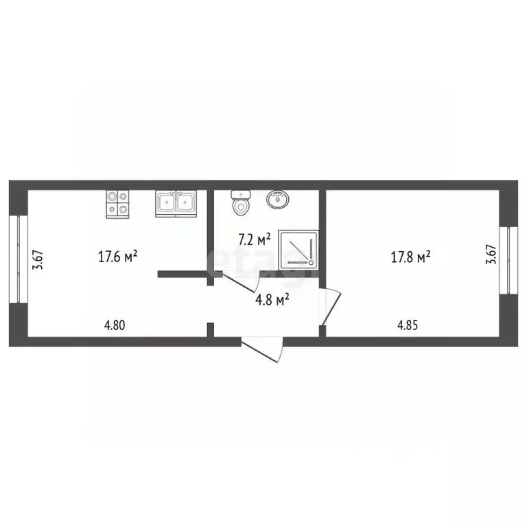 1-к кв. Крым, Феодосия ул. Вити Коробкова, 14В (54.2 м) - Фото 2