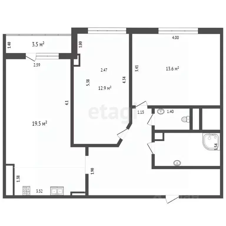 2-к кв. Ханты-Мансийский АО, Сургут ул. Ивана Захарова, 19 (63.8 м) - Фото 1