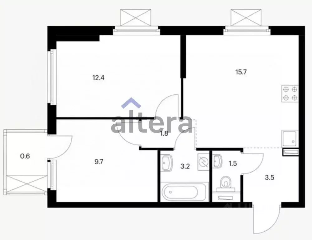 2-к кв. Татарстан, Казань Нокса Парк жилой комплекс, 3 (48.4 м) - Фото 1