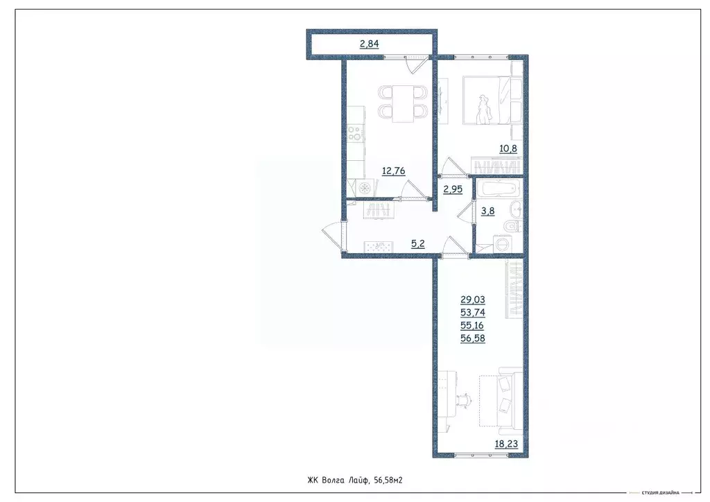 2-к кв. Тверская область, Тверь Новочеркасская ул., 49 (56.58 м) - Фото 2