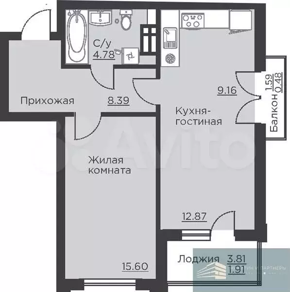 1-к. квартира, 53,2 м, 10/18 эт. - Фото 0
