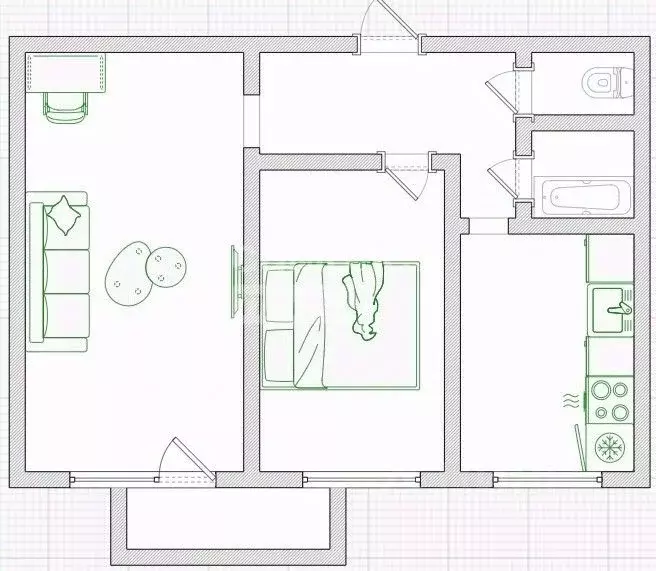 2-к кв. Омская область, Омск ул. Пушкина, 140 (44.4 м) - Фото 2